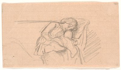 Vrouw met kind op schoot, zittend op een bank door Joakim Frederik Skovgaard