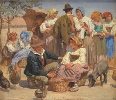 Markt in Sora door Joakim Frederik Skovgaard