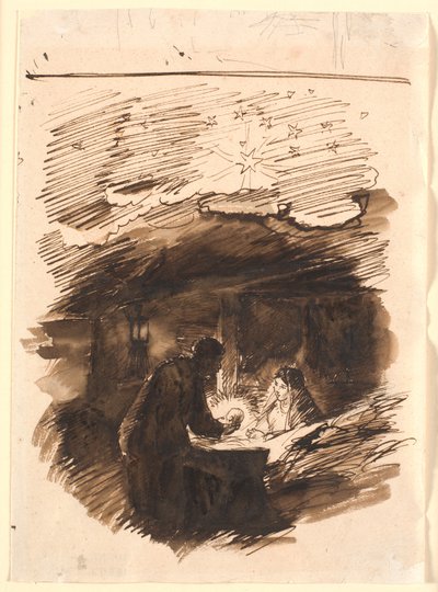 Schets voor "Kerstnacht" door Joakim Frederik Skovgaard