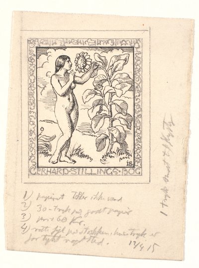 Ontwerp voor exlibris voor Gerhard Stilling door Joakim Frederik Skovgaard