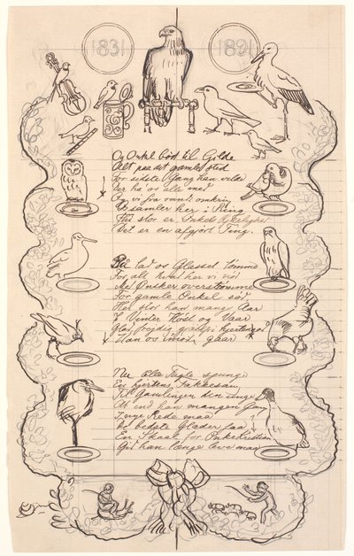 Vignetten over een lied voor Oom Kristian, alias wisselmakelaar H.C. Aggersborg door Joakim Frederik Skovgaard