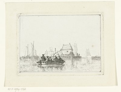 Roeiboot met opvarenden op het IJ door Joan Berg