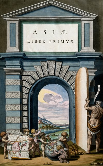 Asiae (Azië), Boek I, titelpagina van Deel X, Atlas Maior, door Joan Blaeu (1596-1673) door Joan Blaeu