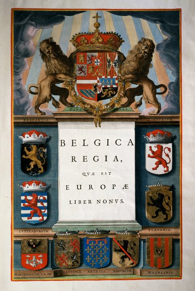 Belgica Regia quae est Europae (België), Boek IX, titelpagina Deel IV, Atlas maior, door Joan Blaeu (1596-1673), kopergravure, 57,5x39 cm, Amsterdam door Joan Blaeu