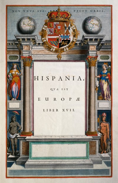 Hispania quae est Europae (Spanje), Boek XVII, titelpagina Volume IX, Atlas Maior, door Joan Blaeu, kopergravure, Amsterdam door Joan Blaeu
