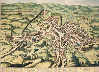 Italië, Perugia, Umbrië, kaart, gravure uit Theatrum Civitatum et Admirandorum Italiae door Joan Blaeu