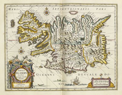 Kaart van IJsland, uit "Atlas Maior Sive Cosmographia Blaviana", 1662 door Joan Blaeu
