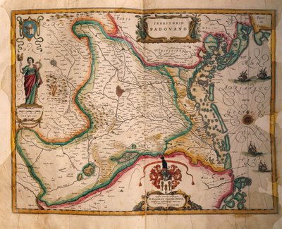 Kaart van het Paduaanse domein uit Theatrum civitatum et admirandorum Italiae, door Joan Blaeu, gravure door Joan Blaeu