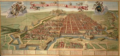 Kaart van Turijn, gravure uit Theatrum Sabaudiae door Joan Blaeu, gedrukt in Italië door Joan Blaeu