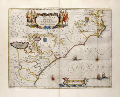 Kaart van Virginia en Florida, 1667 door Joan Blaeu