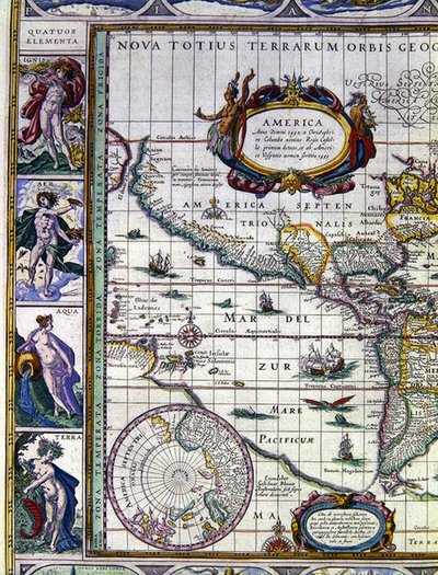 De vier elementen: Vuur, Lucht, Water en Aarde door Joan Blaeu