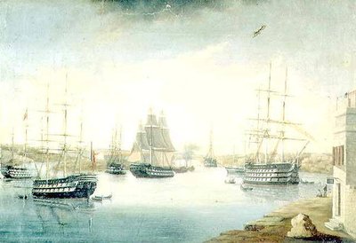Uitzicht vanaf de Mahon Deur, vanaf de Fonduco met Verschillende Buitenlandse Fregatten door Joan Font