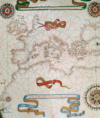 Kaart van Europa en kusten van Noord-Afrika, 1587 door Joan Martines