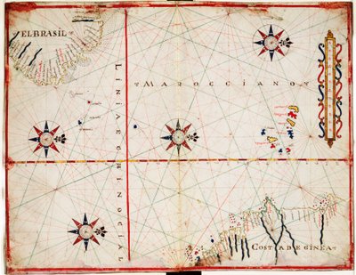 Kaart van de centrale Atlantische Oceaan door Joan Oliva