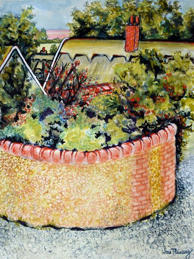 Uitzicht door de daken naar de velden, 2010 door Joan Thewsey