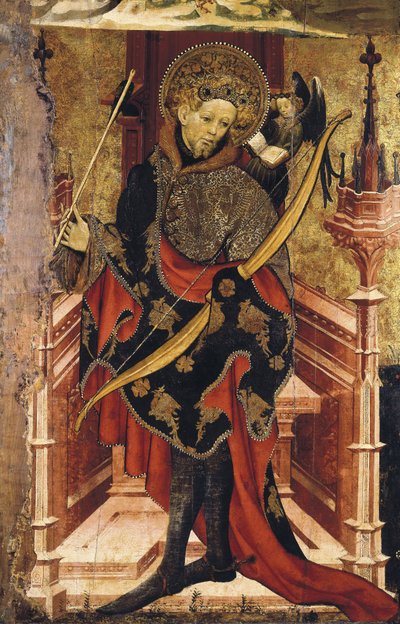 Sint Sebastiaan en Kruisiging, ca. 1417-25 door Joan or Juan Mates