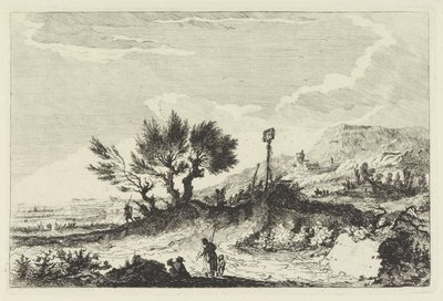 Bergachtig landschap met wandelaars door Joannes Bemme