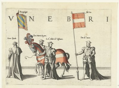 Deel van de optocht, nr. 10 Begrafenisoptocht van keizer Karel V, 1558 (series title) door Joannes van Doetechum (I)