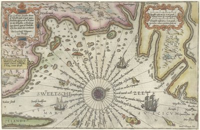 Kaart van de kust van Zweden tussen Kalmar en Stockholm door Joannes van Doetechum (I)