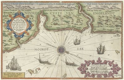 Kaart van de noordkust van Engeland bij Newcastle upon Tyne door Joannes van Doetechum (I)