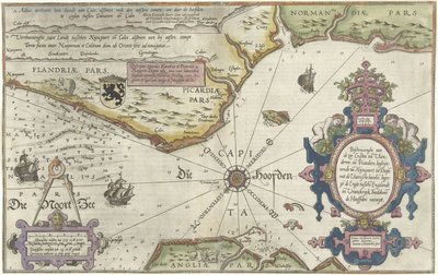Kaart van de kust van Vlaanderen, Normandië en Engeland door Joannes van Doetecum