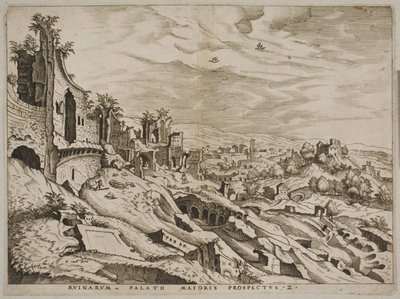 Tweede uitzicht over de ruïnes op de Palatijnse heuvel door Joannes van Doetecum I