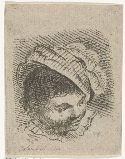 Jongenskop met hoed door Joannis Jacobus Bijlaert