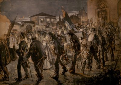 Vertrek van een processie door Joaquim Mir i Trinxet