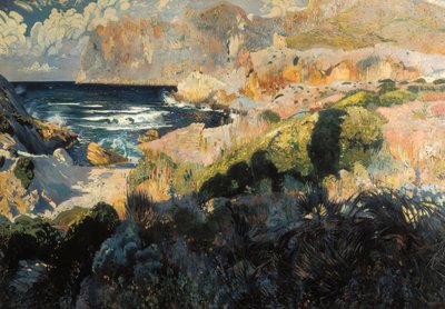 Baai van Sant Vicenc. Schilderij door Joaquim MIR I TRINXET door Joaquin Mir Trinxet