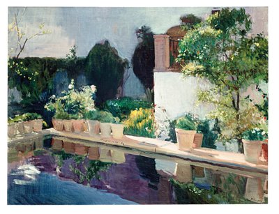 Paleis van de Vijver, Koninklijke Tuinen in Sevilla door Joaquín Sorolla