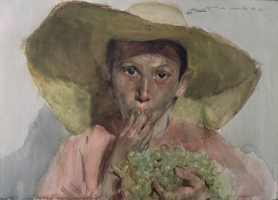 Jongen die Druiven Eet door Joaquin Sorolla y Bastida