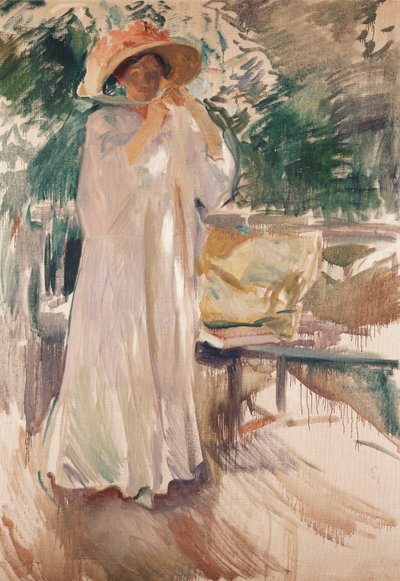 Clotilde in haar tuin, 1910 door Joaquín Sorolla