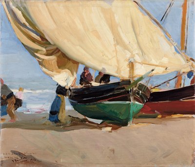 Vissers, Gestrande Boten, Valencia door Joaquín Sorolla
