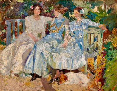 Mijn vrouw en dochters in de tuin door Joaquin Sorolla y Bastida