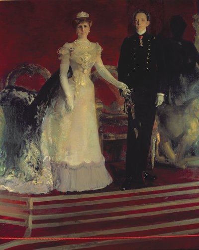 Portret van Koning Alfonso XIII van Spanje, en zijn moeder, Koningin Maria Christina door Joaquin Sorolla y Bastida