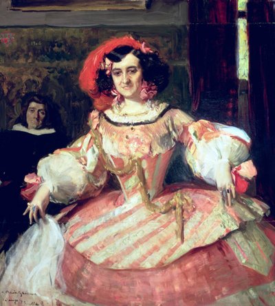 Portret van Maria Guerrero, actrice en directeur van Teatro Espanol in Madrid door Joaquín Sorolla