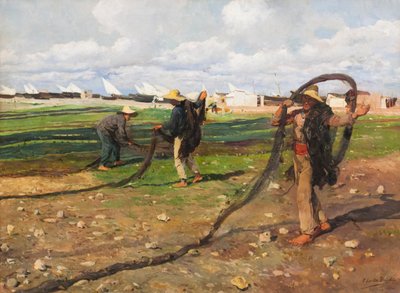 Het binnenhalen van de visnetten door Joaquin Sorolla y Bastida