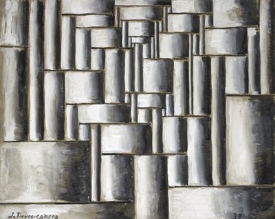 Abstracte buisvormige compositie door Joaquin Torres Garcia