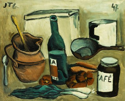 Stilleven; Doos met zeven items; Naturaleza Muerta, Caja de Carton a Siete Tonos door Joaquin Torres Garcia