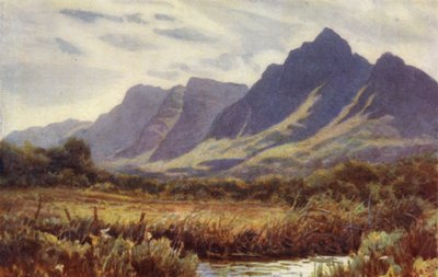 Kaapse Schiereiland, Zuid-Afrika: Tafelberg vanaf Cape Flats door Joaquin Xaudaru y Echau