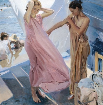 Na het Baden, Valencia door Joaquín Sorolla