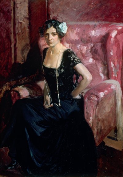 Clotilde in een Avondjurk door Joaquín Sorolla