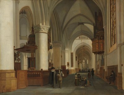 Interieur van de Sint-Bavokerk in Haarlem door Job Adriaensz Berckheyde