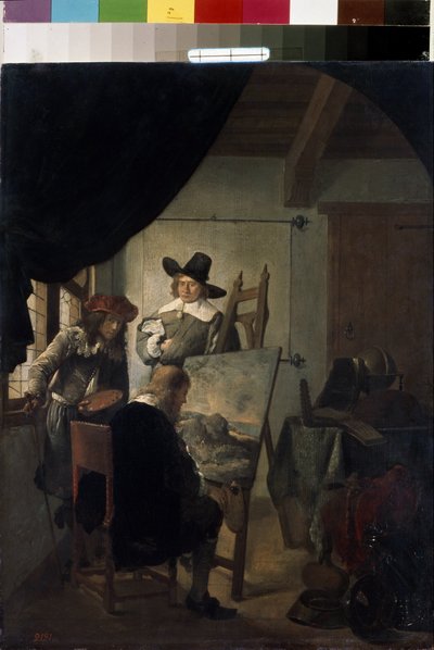 Bezoek in het atelier van een kunstenaar in Nederland door Job Berckheyde