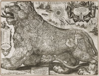 Leo Belgicus - kaart van de Lage Landen (1611) door Jodocus Hondius