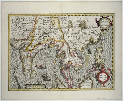 Het Indiase subcontinent naar de Filippijnen via de noordelijke delen van de Indonesische archipel en het Maleisische schiereiland door Jodocus Hondius