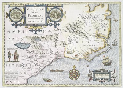 Virginiae item et Floridae Americae provinciarum, nova descriptio, 1636 door Jodocus Hondius