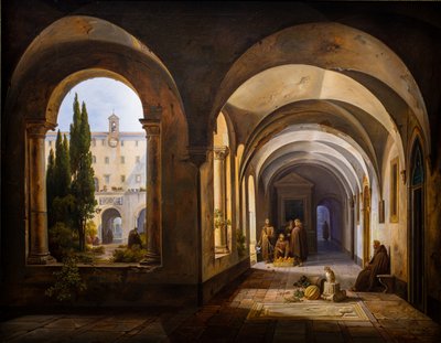 Franciscaner monniken in het klooster van Santa Maria d