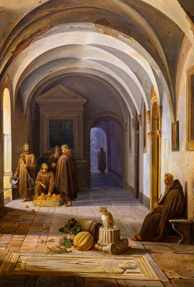 Franciscaner monniken in het klooster van Santa Maria d