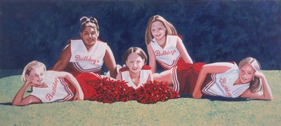 Junior High School cheerleaders op het gras door Joe Heaps Nelson